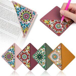 4 Pcs Diamond Art Painting Bookmarks,DIY Diamond Art Bookmarks for Book Lovers